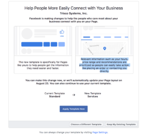 Facebook Business Template Warning