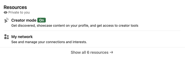 LinkedIn Creator Mode display