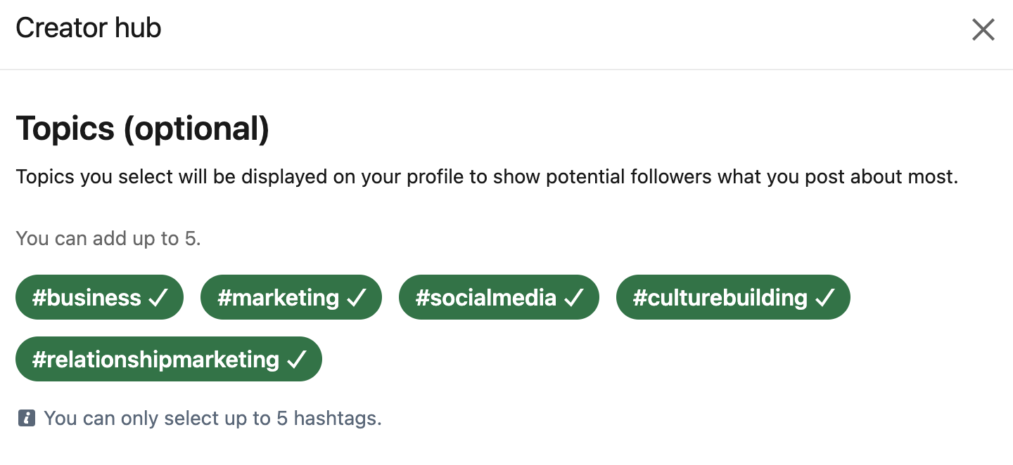 LinkedIn Creator Mode topics