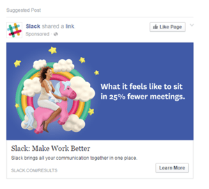 Example of a good Slack Facebook Ad