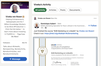 Viveka von Rosen LinkedIn Activity